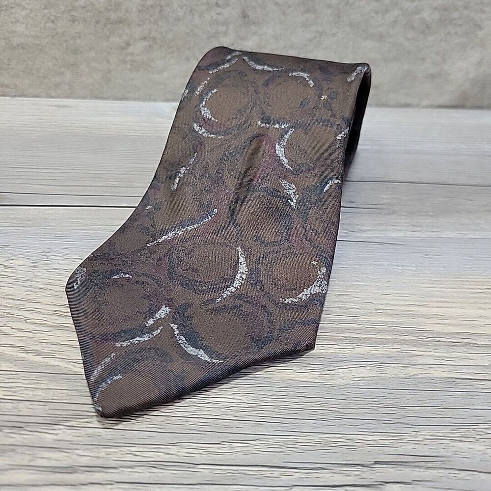 Vtg Fendi Roma Mens Tie‎ Brown 55" Silk